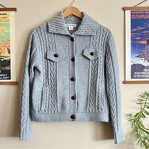 Cableknit Cardigan Women’s Gray Size S Vintage Inspired Button Outdoor Cabincore